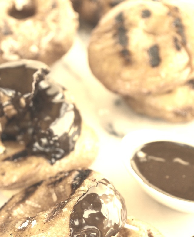 Recipe: Grilled Espresso Glazed Coconut Donuts with Mocha Coconut Ganache