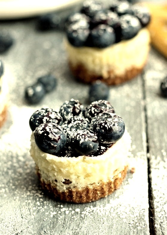 Miniature Lemon Blueberry Cheesecakes **More Amazing Food Pictures And Recipes @ La-Food