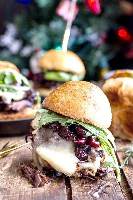 Steak and Brie Sliders with Balsamic Cranberry Sauce