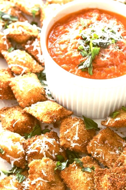 Fried Ravioli with Cheesy Marinara Dipping Sauce [OS] [580 x 876] Source Follow Me On PinterestFollow Me On Tumblr